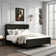 Kaira King Size Bed | Metal Accents | Espresso Brown Solid Rubberwood
