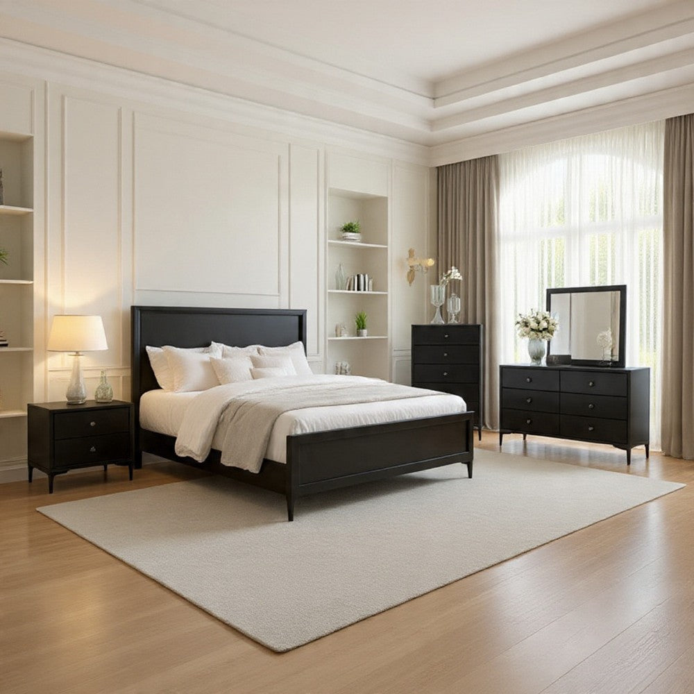 Kaira 5pc Queen Bedroom Set with 2 Nightstands in Espresso Brown Wood
