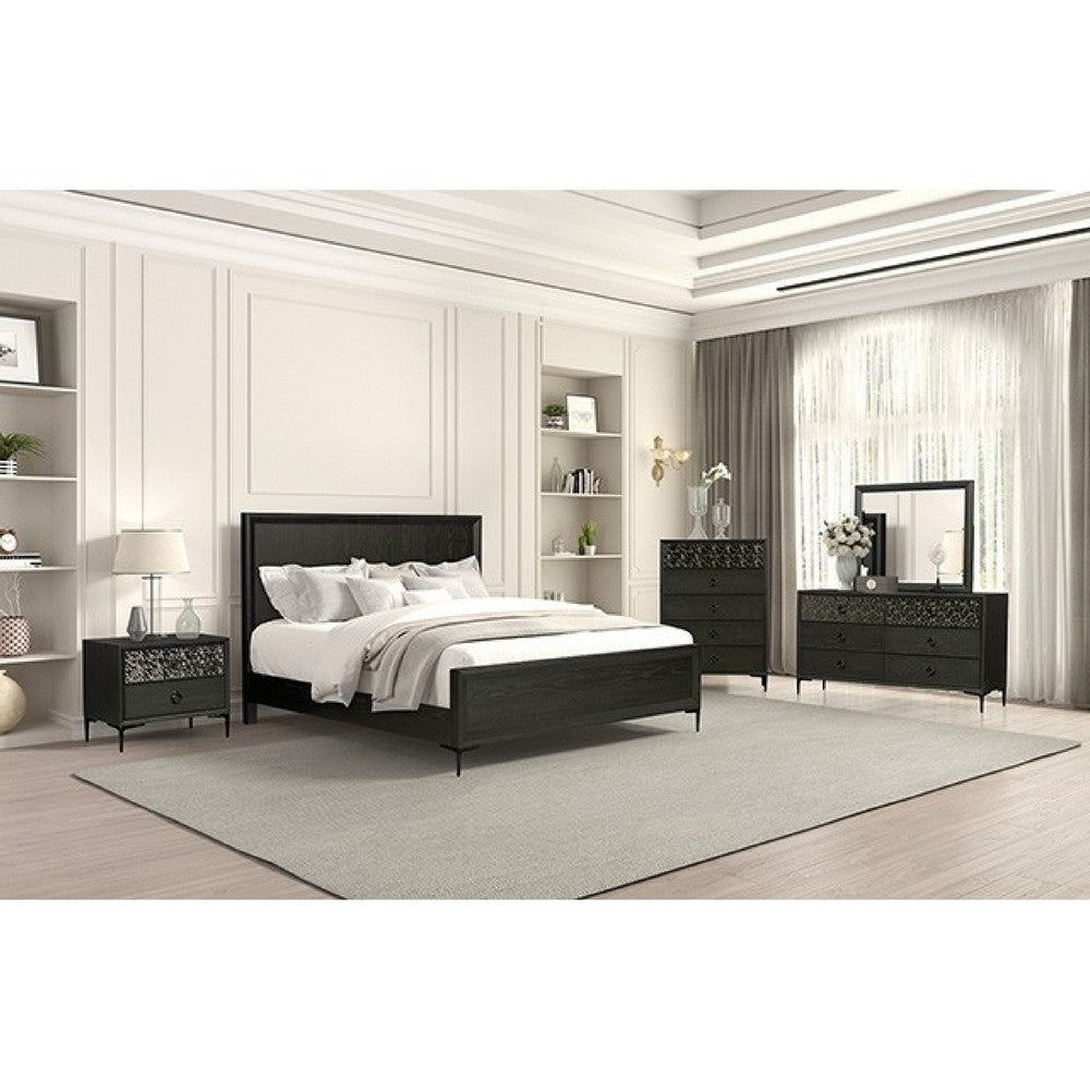 Kaira 5pc Queen Bedroom Set | Chest Nightstand Mirror | Espresso Brown
