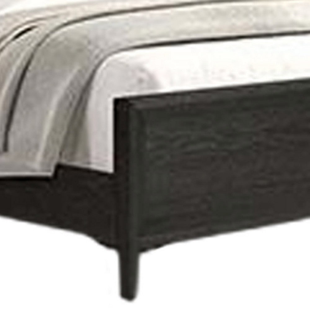 Kaira Queen Size Bed | Metal Accents | Espresso Brown Solid Rubberwood