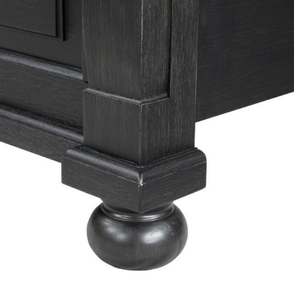 Ginie King Bed | Tall Headboard | Farmhouse Legs Black Oak Brown Oak