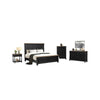 Ginie 4pc Queen Bedroom Set | USB Bedside Table | Black Oak Brown