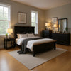 Ginie 4pc Queen Bedroom Set | USB Bedside Table | Black Oak Brown