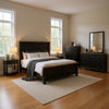Ginie 4pc Queen Bedroom Set | USB Nightstand | Mirror Black Brown Wood