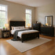 Ginie 4pc Queen Bedroom Set | USB Nightstand | Mirror Black Brown Wood