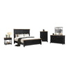 Ginie 5pc Queen Bedroom Set | 2 USB Nightstands | Black Rustic Oak
