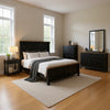 Ginie 5pc Queen Bedroom Set | 2 USB Nightstands | Black Rustic Oak