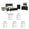 Ginie 5pc Queen Bedroom Set | USB Bedside Table Black Rustic Oak Brown