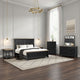 Ginie 5pc Queen Bedroom Set | USB Bedside Table Black Rustic Oak Brown