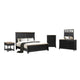 Ginie 5pc Queen Bedroom Set | USB Bedside Table Black Rustic Oak Brown