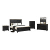 Ginie 5pc Queen Bedroom Set | USB Nightstand | Black Rustic Oak Brown
