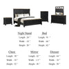 Ginie 5pc Queen Bedroom Set | USB Nightstand | Black Rustic Oak Brown