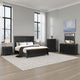 Ginie 5pc Queen Bedroom Set | USB Nightstand | Black Rustic Oak Brown