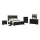 Ginie 5pc Queen Bedroom Set | USB Nightstand | Black Rustic Oak Brown