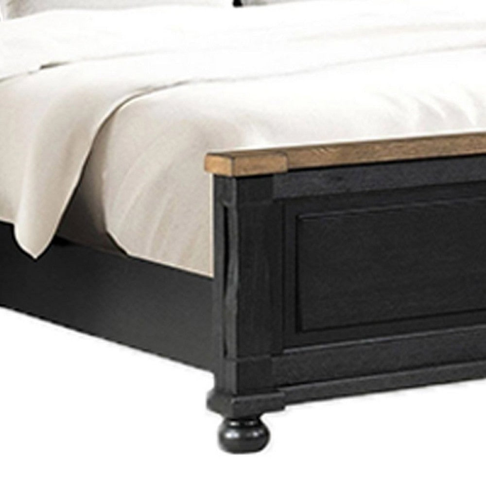 Ginie Queen Bed | Tall Headboard | Farmhouse | Black Oak Brown Wood