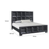 Kizie King Bed | Classic Recessed Panel | Weathered Black Solid Wood