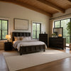 Kizie 4pc Queen Bedroom Set, Rustic Black, Dresser Mirror Nightstand