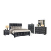 Kizie 5pc Queen Bedroom Set, Recessed Panel, Weathered Black Wood