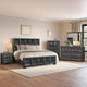 Kizie 5pc Queen Bedroom Set, Recessed Panel, Weathered Black Wood