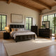 Kizie 5pc Queen Bedroom Set, Rustic Black, Mirror, 2 Nightstands