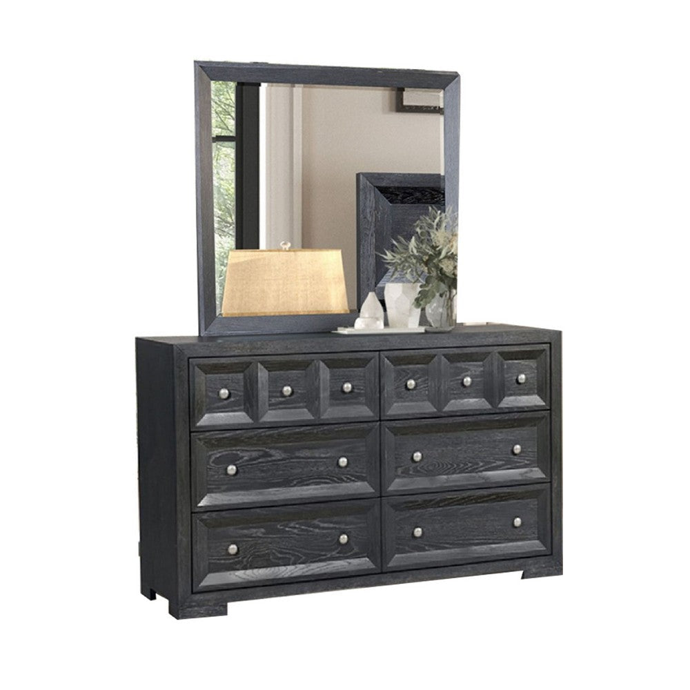 Kizie 5pc Queen Bedroom Set | Black | XL Nightstand | Chest | Mirror BM333570