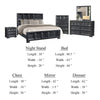 Kizie 5pc Queen Bedroom Set | Black | XL Nightstand | Chest | Mirror