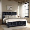 Kizie Queen Bed | Classic Recessed Panel | Weathered Black Solid Wood