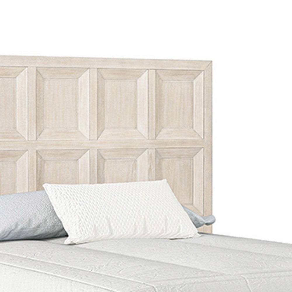 Kizie King Size Bed | Modern Classic Recessed Panels Beige Solid Wood