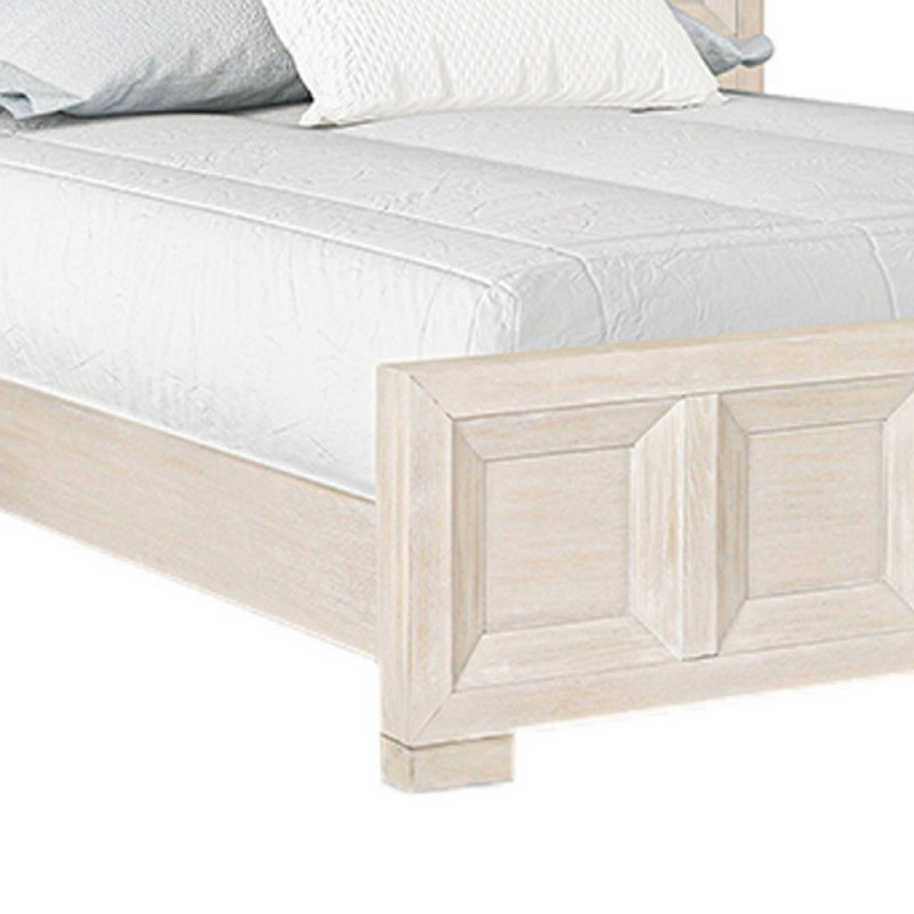 Kizie King Size Bed | Modern Classic Recessed Panels Beige Solid Wood