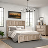 Kizie King Size Bed | Modern Classic Recessed Panels Beige Solid Wood