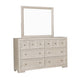 Kizie 4pc Queen Bedroom Set | Nightstand | Dresser Mirror | Beige Wood