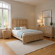 Kizie 4pc Queen Bedroom Set | Nightstand | Dresser Mirror | Beige Wood