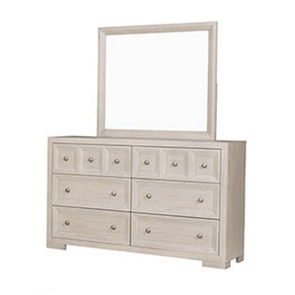 Kizie 4pc Queen Bedroom Set | XL Nightstand | Dresser Mirror | Beige BM333574