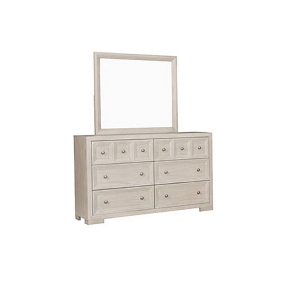 Kizie 5pc Queen Bedroom Set 2 Nightstands Dresser Mirror Beige Wood BM333576