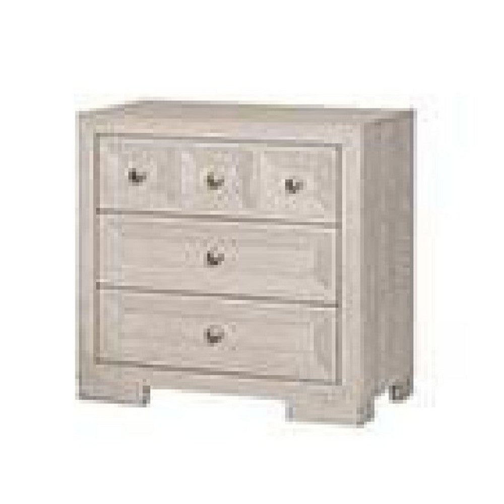 Kizie 5pc Queen Bedroom Set |Nightstand, Chest, Dresser in Beige Wood