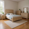 Kizie 5pc Queen Bedroom Set, XL Nightstand, Chest, Dresser, Beige Wood
