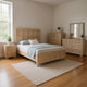 Kizie 5pc Queen Bedroom Set, XL Nightstand, Chest, Dresser, Beige Wood