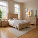 Kizie 5pc Queen Bedroom Set, XL Nightstand, Chest, Dresser, Beige Wood