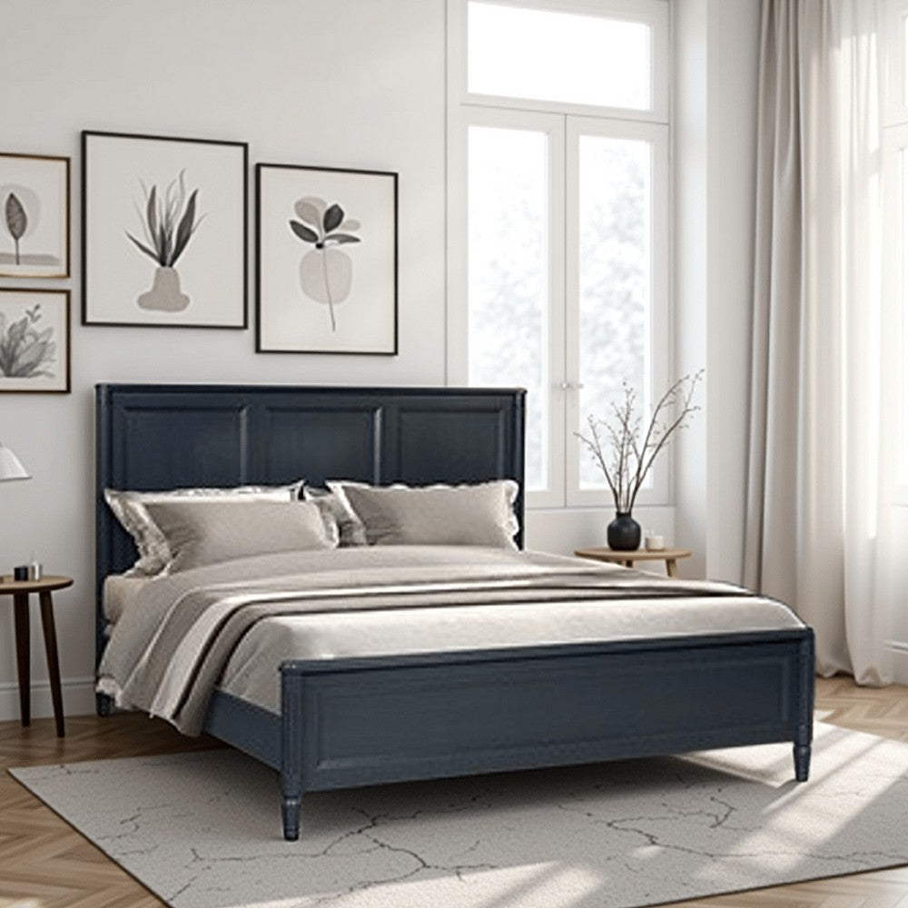 Alta King Size Bed | Classic French Design | Malta Blue Solid Wood