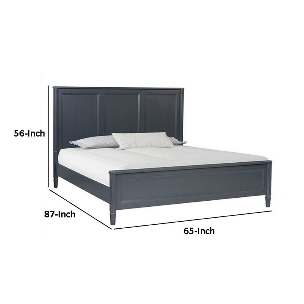 Alta Queen Size Bed | Classic French Design | Malta Blue Solid Wood