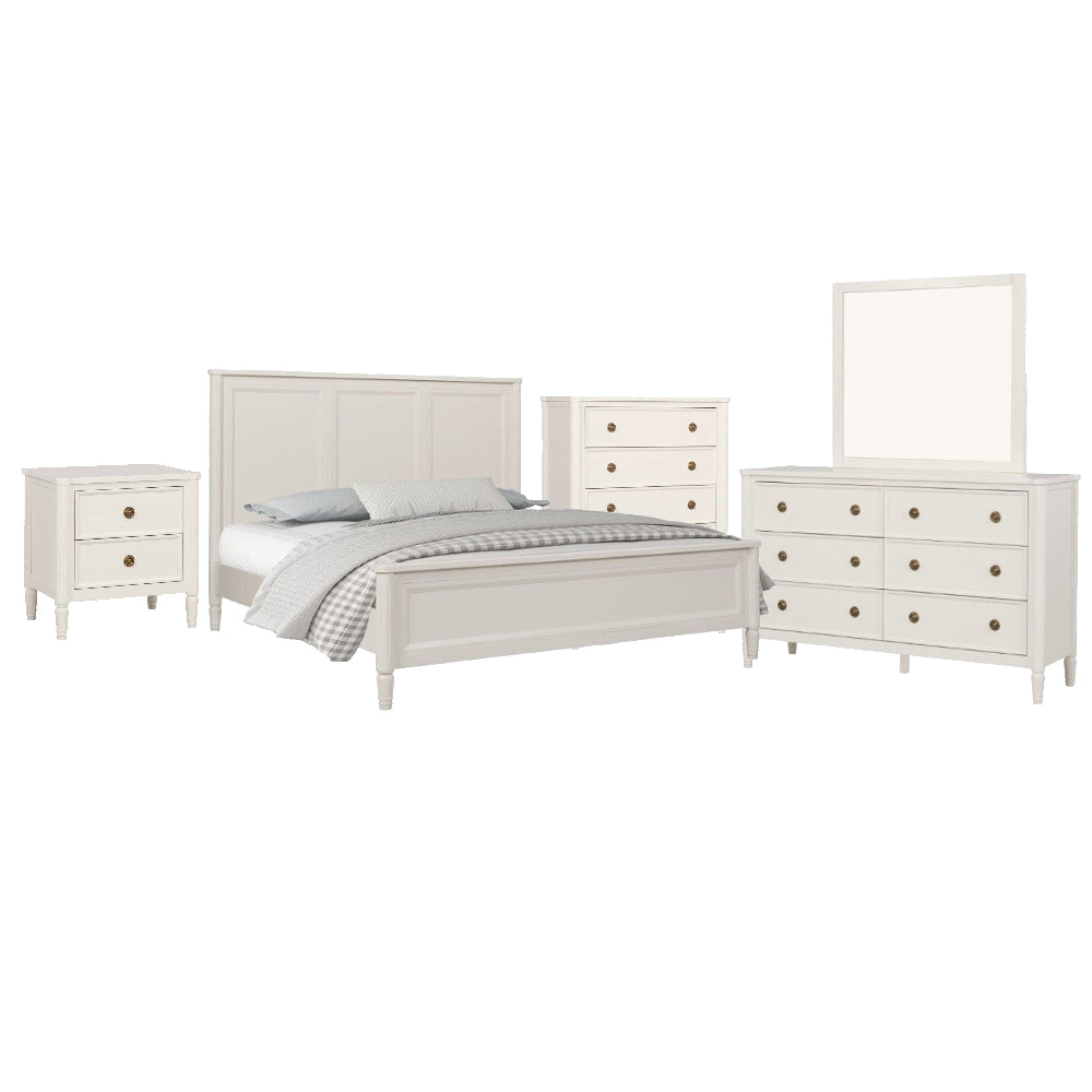 Alta 5pc Queen Bedroom Set | Nightstand Chest Dresser Mirror | White