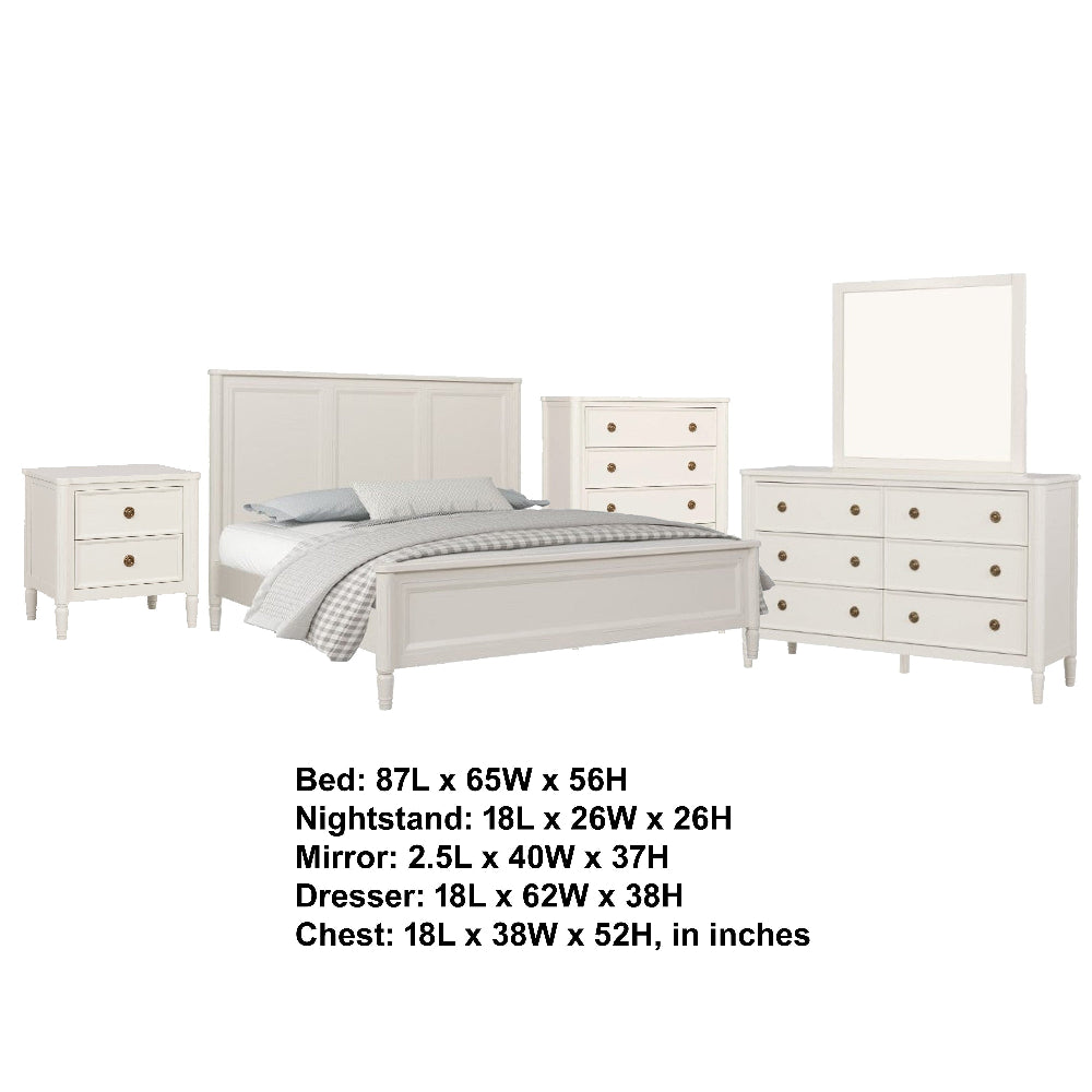 Alta 5pc Queen Bedroom Set | Nightstand Chest Dresser Mirror | White