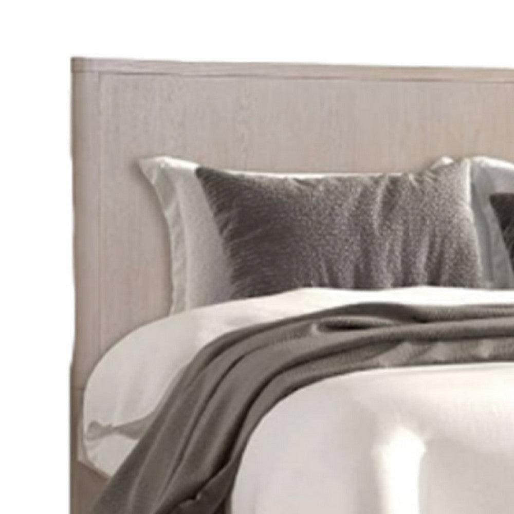 Reham King Size Bed | Rounded Edges | White Wash Brown Solid Wood
