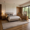 Reham 4pc Queen Bedroom Set, Nightstand, Mirror, White Wash Brown Wood
