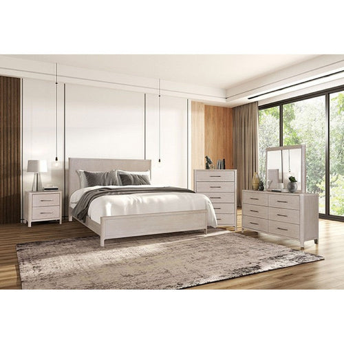 Reham 5pc Queen Bedroom Set, Nightstand Chest Dresser, Wash Brown