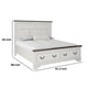 Hamps King Size Bed | 2 Drawers | White and Dark Brown Solid Wood
