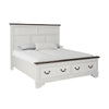 Hamps King Size Bed | 2 Drawers | White and Dark Brown Solid Wood