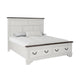 Hamps King Size Bed | 2 Drawers | White and Dark Brown Solid Wood