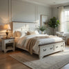 Hamps King Size Bed | 2 Drawers | White and Dark Brown Solid Wood