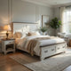 Hamps King Size Bed | 2 Drawers | White and Dark Brown Solid Wood
